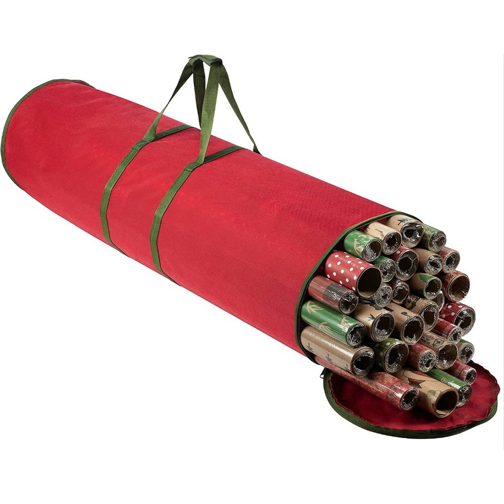 NEW Zober Gift Wrapping Paper Red Storage Bag, Fits up to 14-20 Standard Rolls